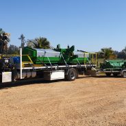 Trucks fully loaded and off on their way to Henty Machinery Field Days 2019